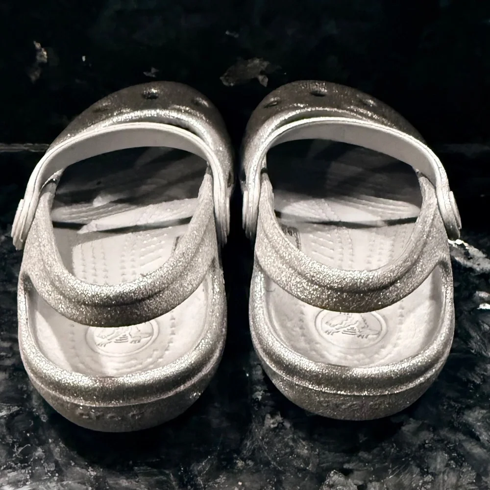 CROCS Kids Sparkly Silver Water Shoes